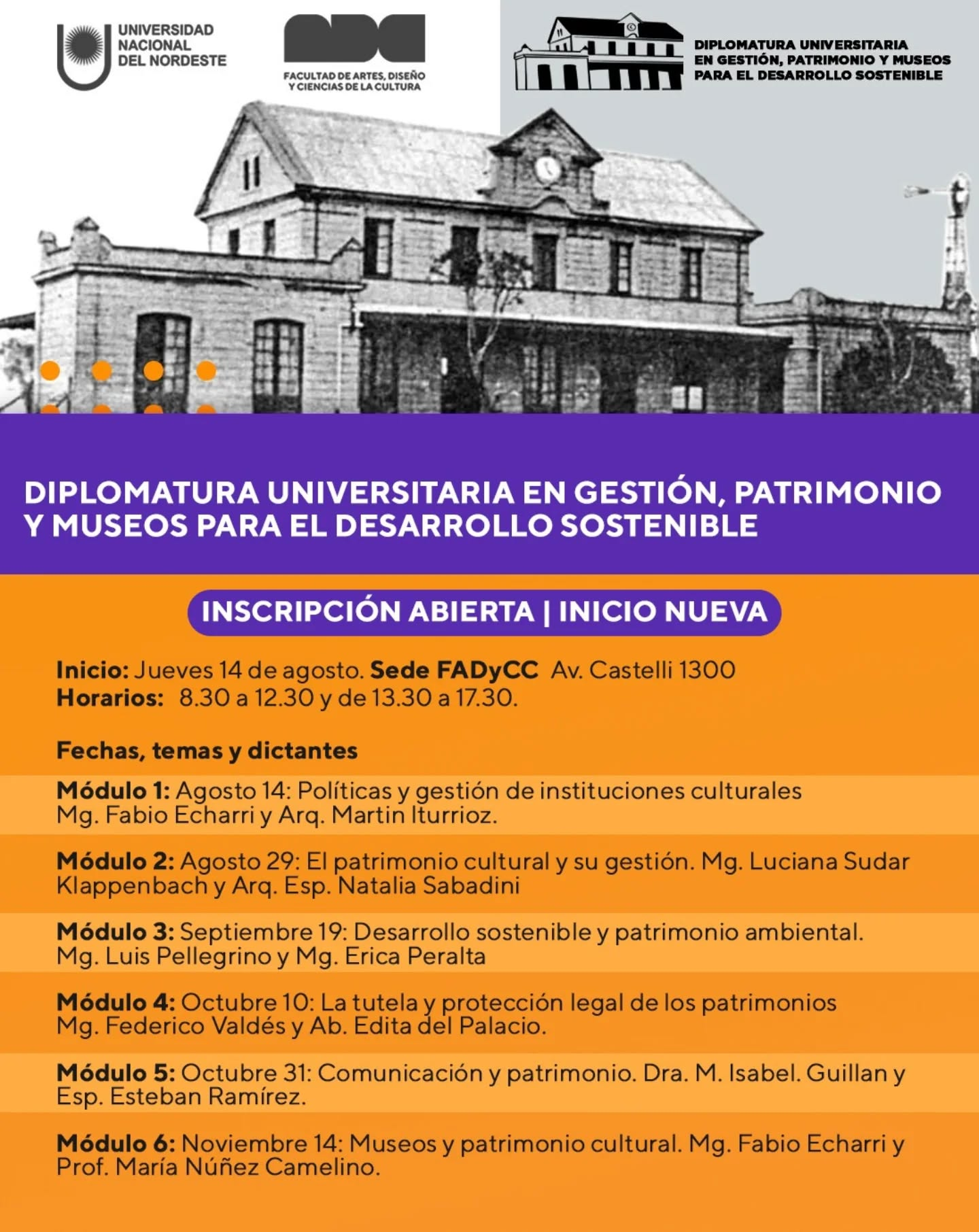 Diplomatura Universitaria en Gestión, Patrimonio y Museos para el Desarrollo Sostenible